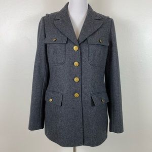 Fossil Gray Wool Blend Military Utility Jacket